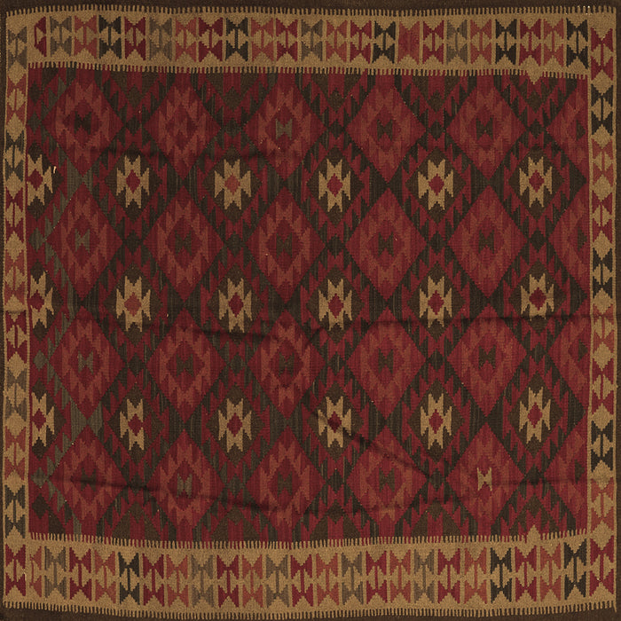 Square Machine Washable Southwestern Brown Country Rug, wshtr2545brn