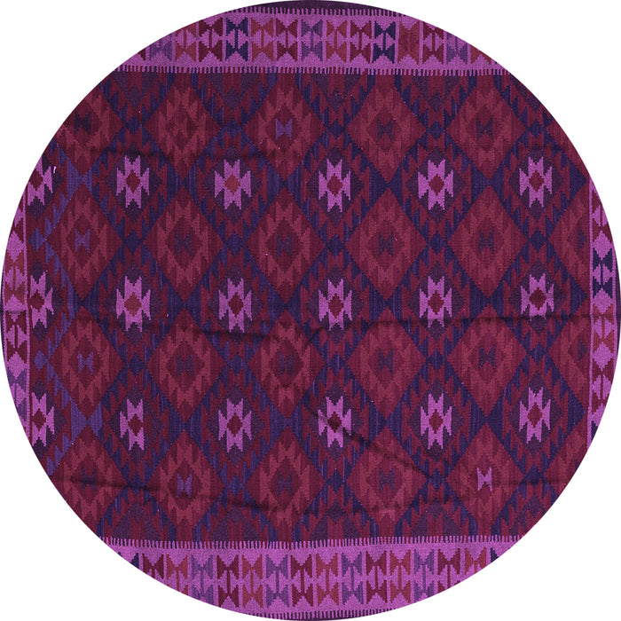 Round Machine Washable Southwestern Purple Country Area Rugs, wshtr2545pur