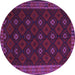 Round Machine Washable Southwestern Purple Country Area Rugs, wshtr2545pur