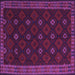 Square Machine Washable Southwestern Purple Country Area Rugs, wshtr2545pur