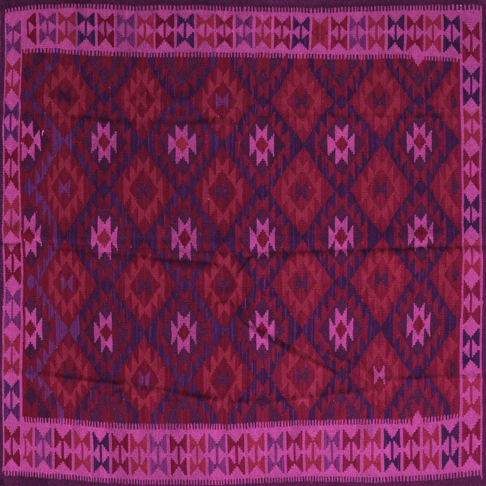 Square Machine Washable Southwestern Pink Country Rug, wshtr2545pnk
