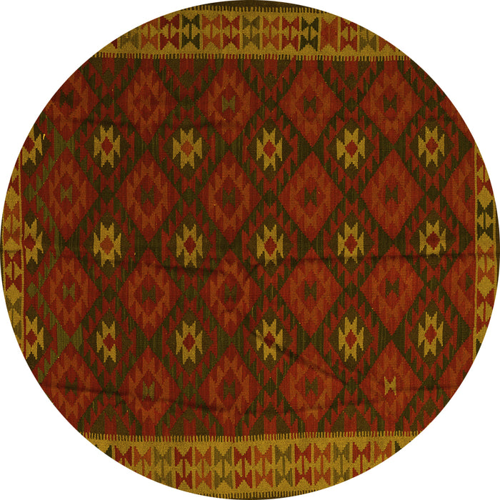 Round Southwestern Yellow Country Rug, tr2545yw