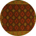 Round Southwestern Yellow Country Rug, tr2545yw