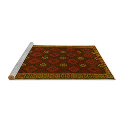 Sideview of Machine Washable Southwestern Yellow Country Rug, wshtr2545yw