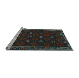 Sideview of Machine Washable Southwestern Light Blue Country Rug, wshtr2545lblu