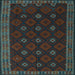 Square Machine Washable Southwestern Light Blue Country Rug, wshtr2545lblu