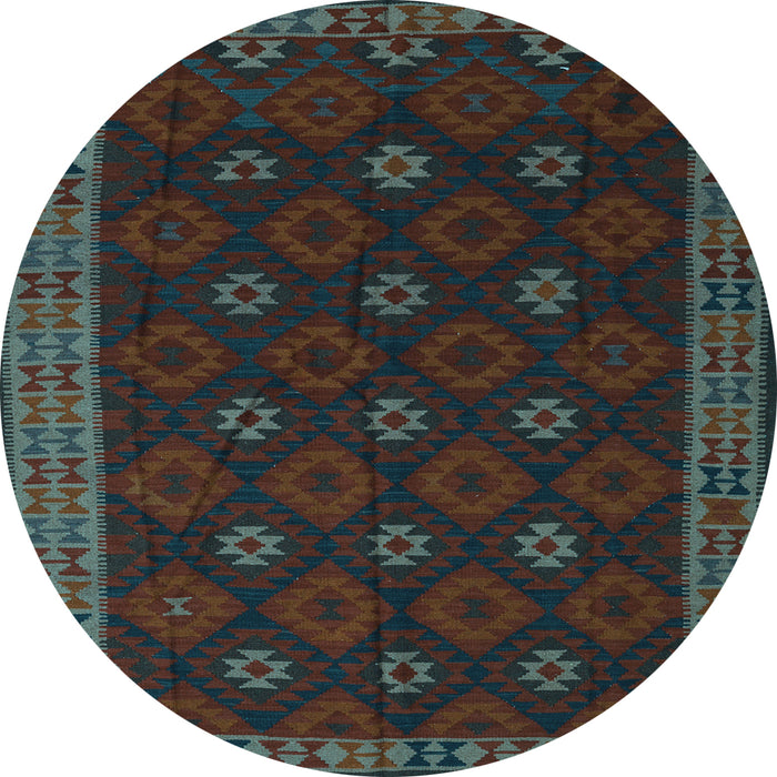 Round Southwestern Light Blue Country Rug, tr2545lblu