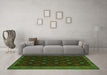 Machine Washable Southwestern Green Country Area Rugs in a Living Room,, wshtr2545grn