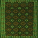 Round Machine Washable Southwestern Green Country Area Rugs, wshtr2545grn