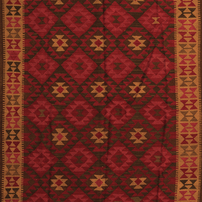 Serging Thickness of Machine Washable Southwestern Orange Country Area Rugs, wshtr2545org