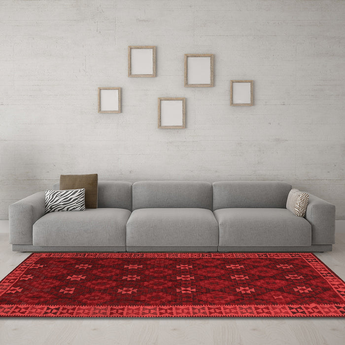 Country Red Washable Rugs