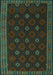 Machine Washable Southwestern Turquoise Country Area Rugs, wshtr2545turq