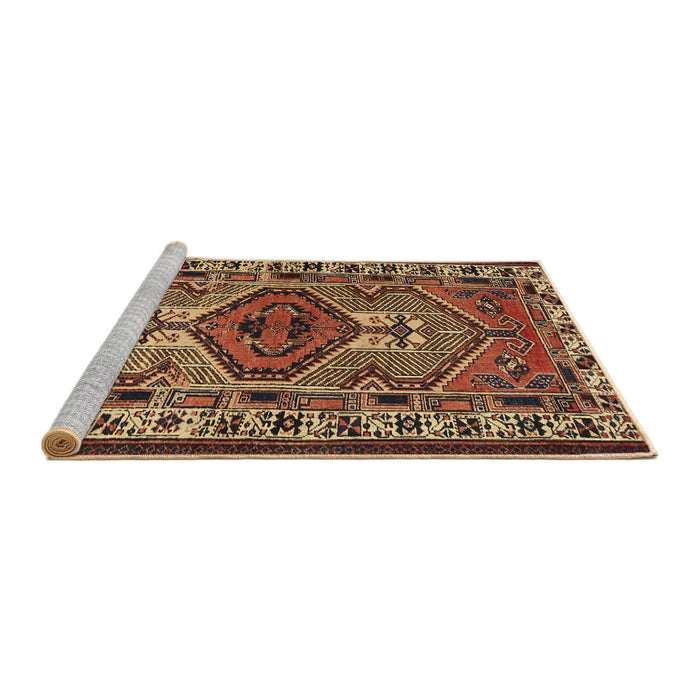 Sideview of Machine Washable Traditional Bronze Brown Rug, wshtr2546