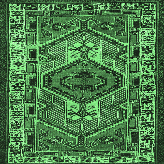Square Persian Emerald Green Traditional Rug, tr2546emgrn