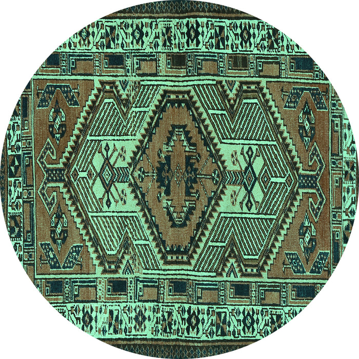 Round Persian Turquoise Traditional Rug, tr2546turq