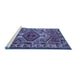 Sideview of Machine Washable Persian Blue Traditional Rug, wshtr2546blu