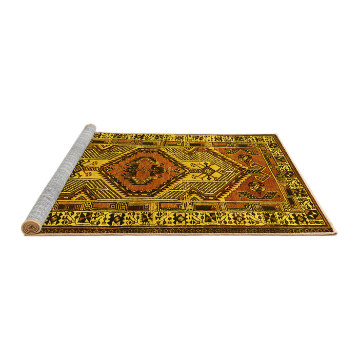 Sideview of Machine Washable Persian Yellow Traditional Rug, wshtr2546yw