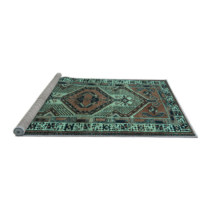 Sideview of Machine Washable Persian Light Blue Traditional Rug, wshtr2546lblu