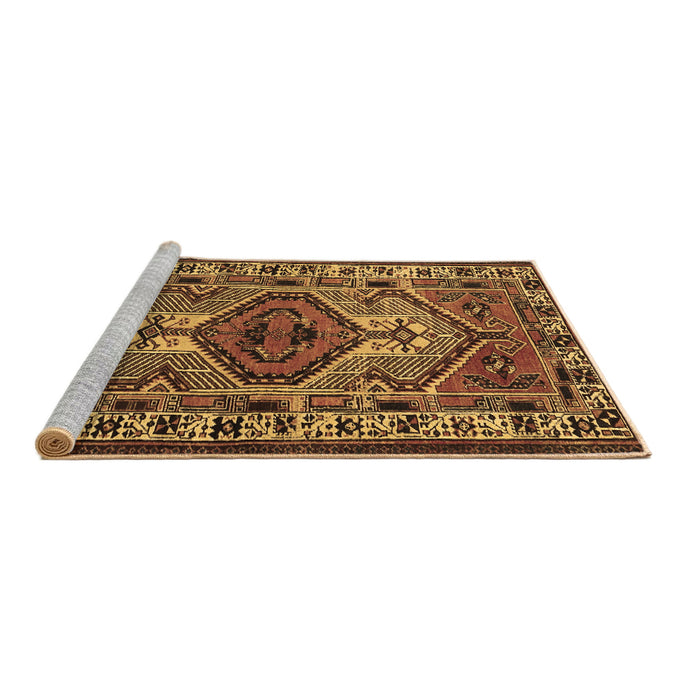 Sideview of Machine Washable Persian Brown Traditional Rug, wshtr2546brn