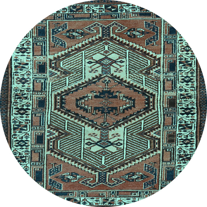 Round Machine Washable Persian Light Blue Traditional Rug, wshtr2546lblu