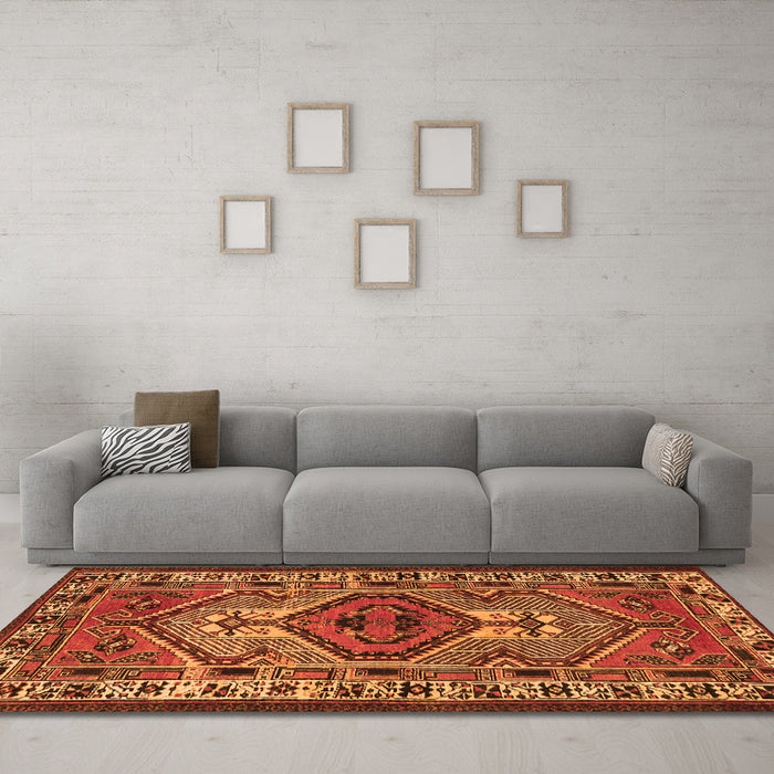 Machine Washable Persian Orange Traditional Area Rugs in a Living Room, wshtr2546org
