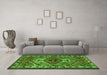 Machine Washable Persian Green Traditional Area Rugs in a Living Room,, wshtr2546grn