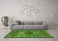 Machine Washable Persian Green Traditional Rug, wshtr2546grn