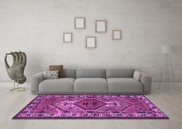 Machine Washable Persian Purple Traditional Area Rugs in a Living Room, wshtr2546pur