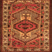 Round Machine Washable Persian Orange Traditional Area Rugs, wshtr2546org