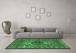 Machine Washable Persian Emerald Green Traditional Area Rugs in a Living Room,, wshtr2546emgrn