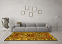 Machine Washable Persian Yellow Traditional Rug, wshtr2546yw