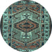 Round Persian Light Blue Traditional Rug, tr2546lblu