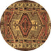 Round Persian Brown Traditional Rug, tr2546brn