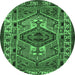 Round Persian Emerald Green Traditional Rug, tr2546emgrn