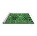 Sideview of Machine Washable Persian Emerald Green Traditional Area Rugs, wshtr2546emgrn
