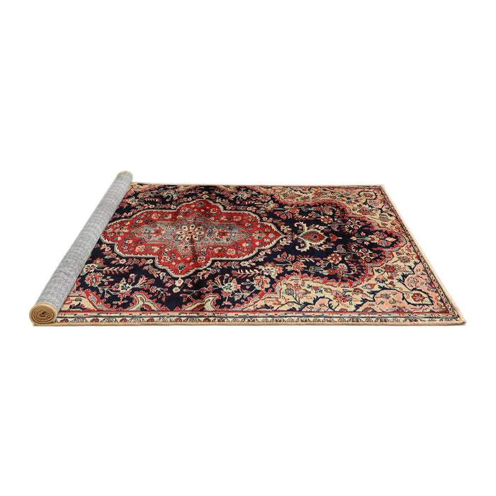Sideview of Machine Washable Traditional Vermilion Red Rug, wshtr2547