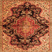 Round Machine Washable Medallion Orange Traditional Area Rugs, wshtr2547org