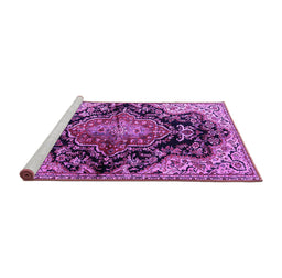 Sideview of Machine Washable Medallion Purple Traditional Area Rugs, wshtr2547pur