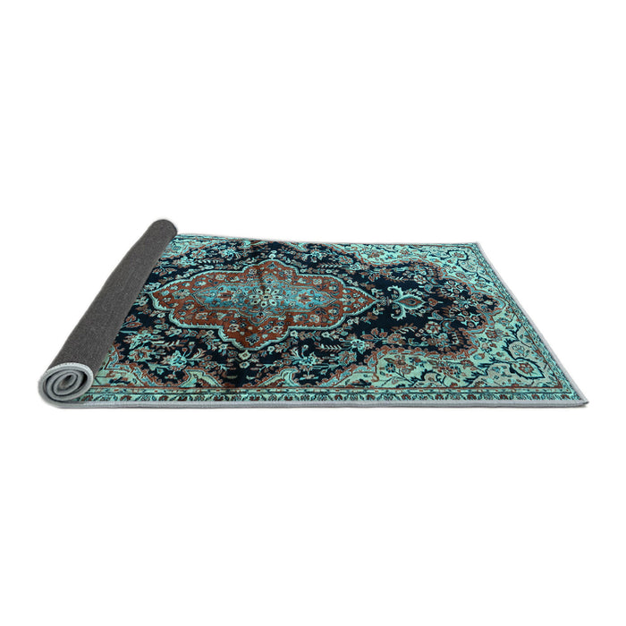 Sideview of Medallion Light Blue Traditional Rug, tr2547lblu