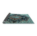 Sideview of Medallion Light Blue Traditional Rug, tr2547lblu