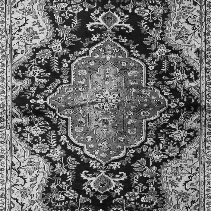 Serging Thickness of Machine Washable Medallion Gray Traditional Rug, wshtr2547gry