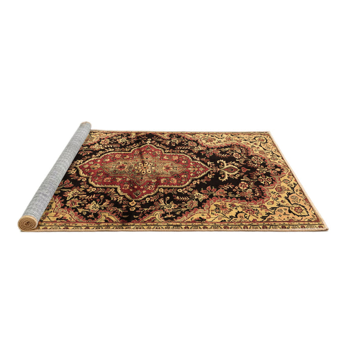 Sideview of Machine Washable Medallion Brown Traditional Rug, wshtr2547brn