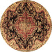 Round Medallion Brown Traditional Rug, tr2547brn