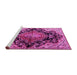 Sideview of Machine Washable Medallion Pink Traditional Rug, wshtr2547pnk