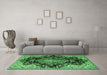 Machine Washable Medallion Emerald Green Traditional Area Rugs in a Living Room,, wshtr2547emgrn