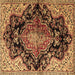 Square Machine Washable Medallion Brown Traditional Rug, wshtr2547brn