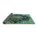 Sideview of Medallion Turquoise Traditional Rug, tr2547turq