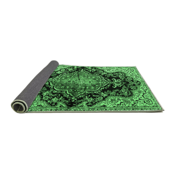 Sideview of Medallion Emerald Green Traditional Rug, tr2547emgrn