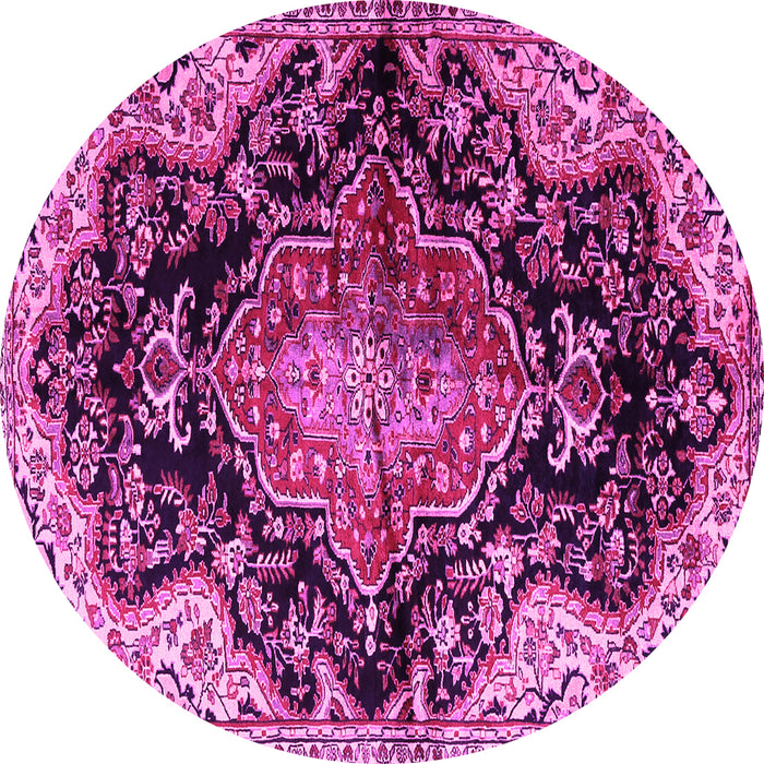 Round Medallion Pink Traditional Rug, tr2547pnk