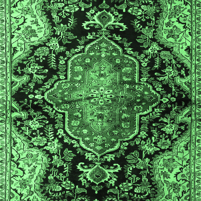Machine Washable Medallion Emerald Green Traditional Area Rugs, wshtr2547emgrn